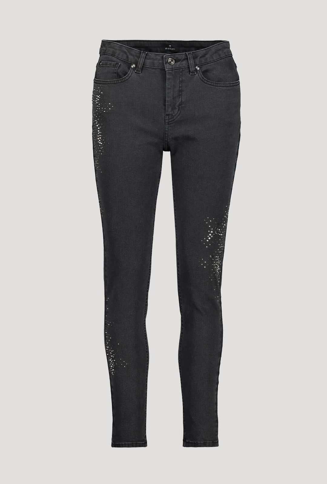 Monari 405892 Dark Grey Skinny Jeans with Rhinestones Front | Dotique