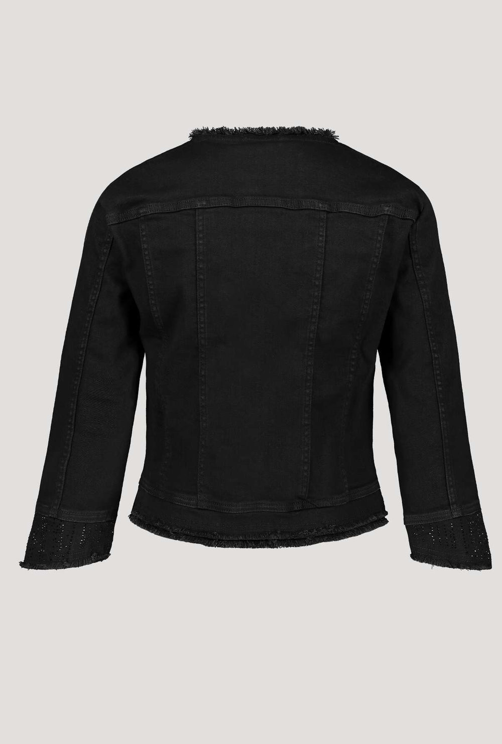 Monari 406580 Short Black Denim Jacket 3/4 Sleeves Back | Dotique