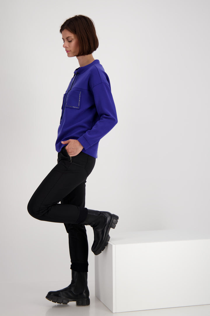Monari 806748 Royal Blue Stand Up Collar Sweatshirt | Dotique