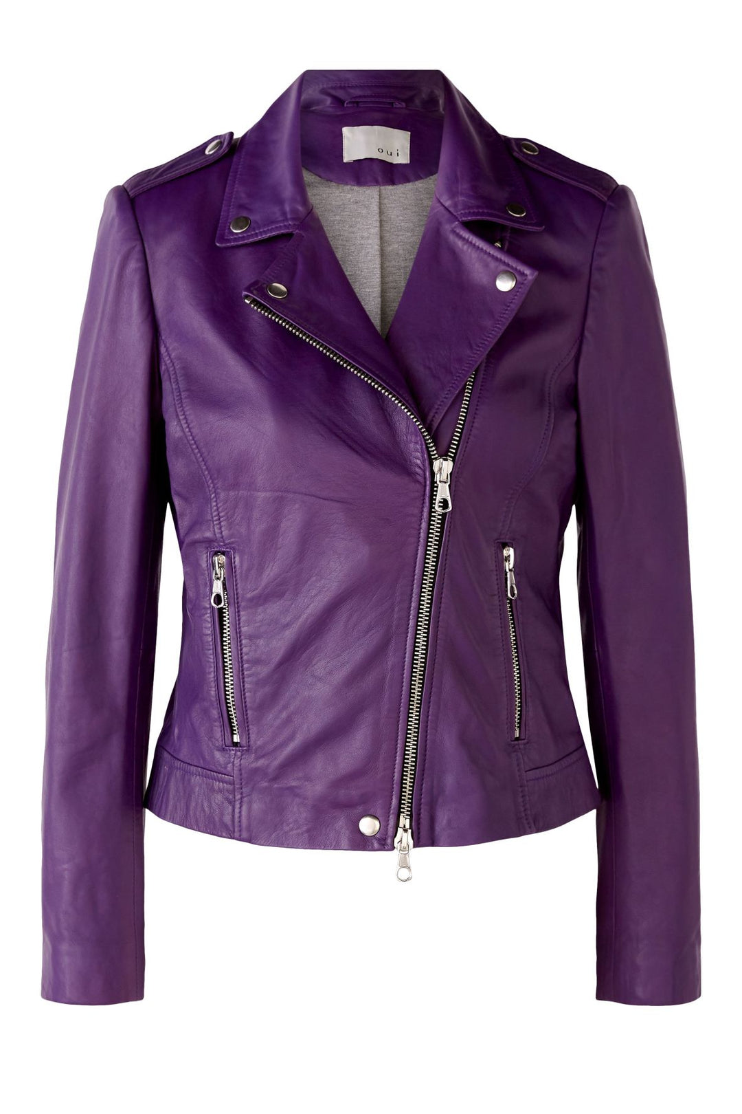 Oui 76138  Leather Jacket dotique purple leather jacket biker style
