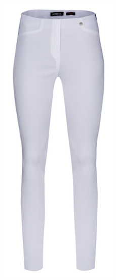 Robell 51673 Rose Regular Length, Slim Leg Trousers - White | Dotique