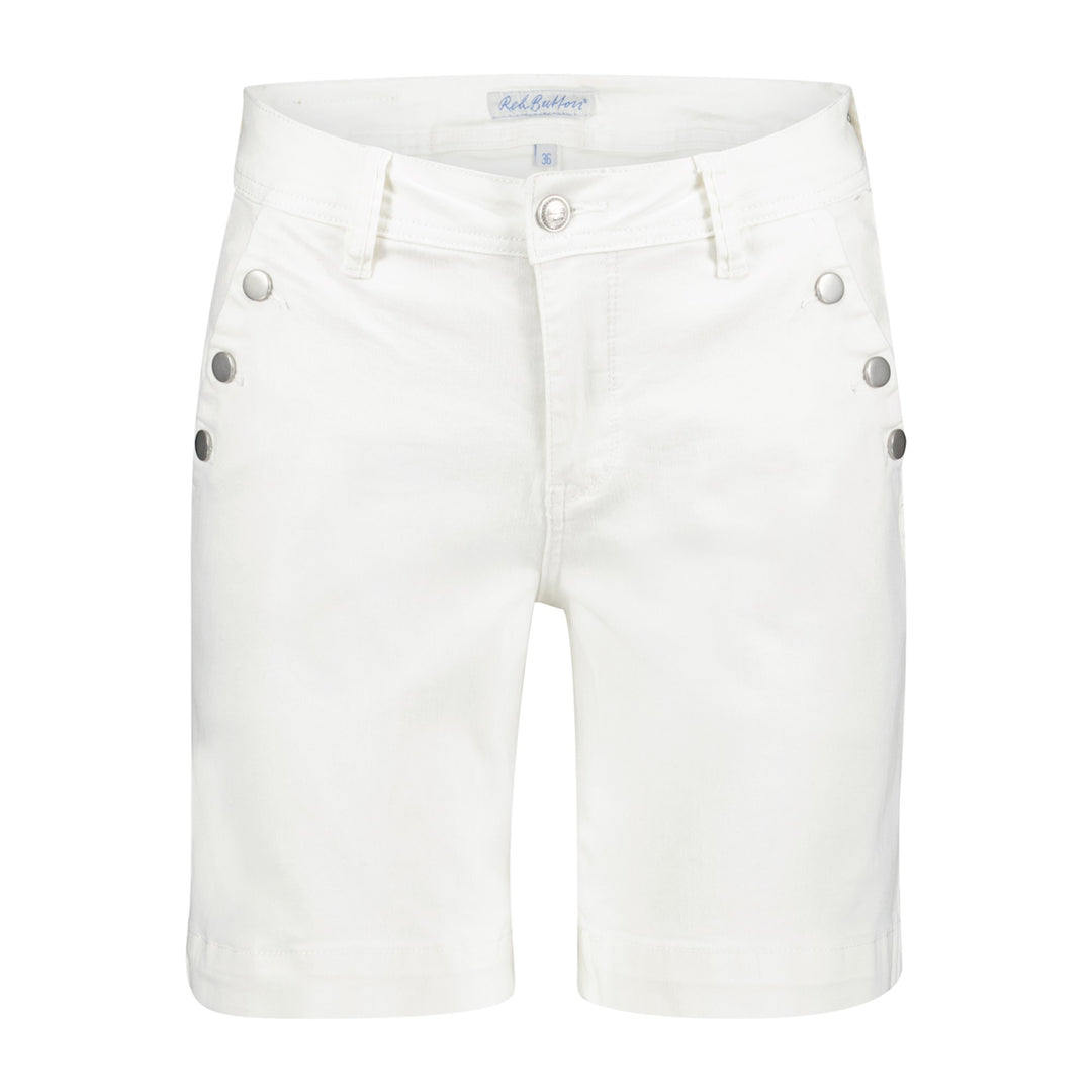 Red Button Bebe High Rise Shorts Dotique white front