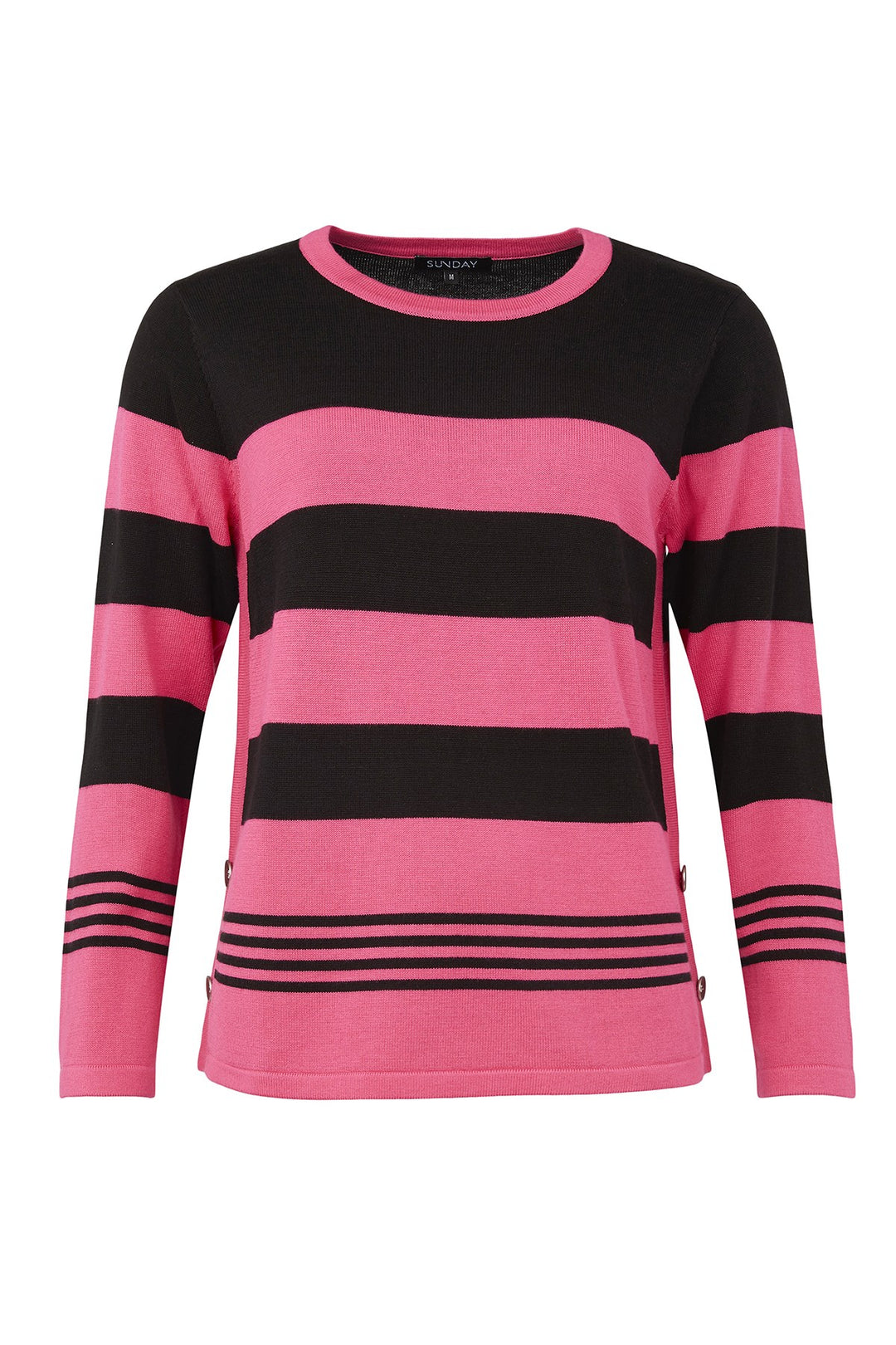 Sunday 6748 Pink and Black Stripe Jumper Front | Dotique