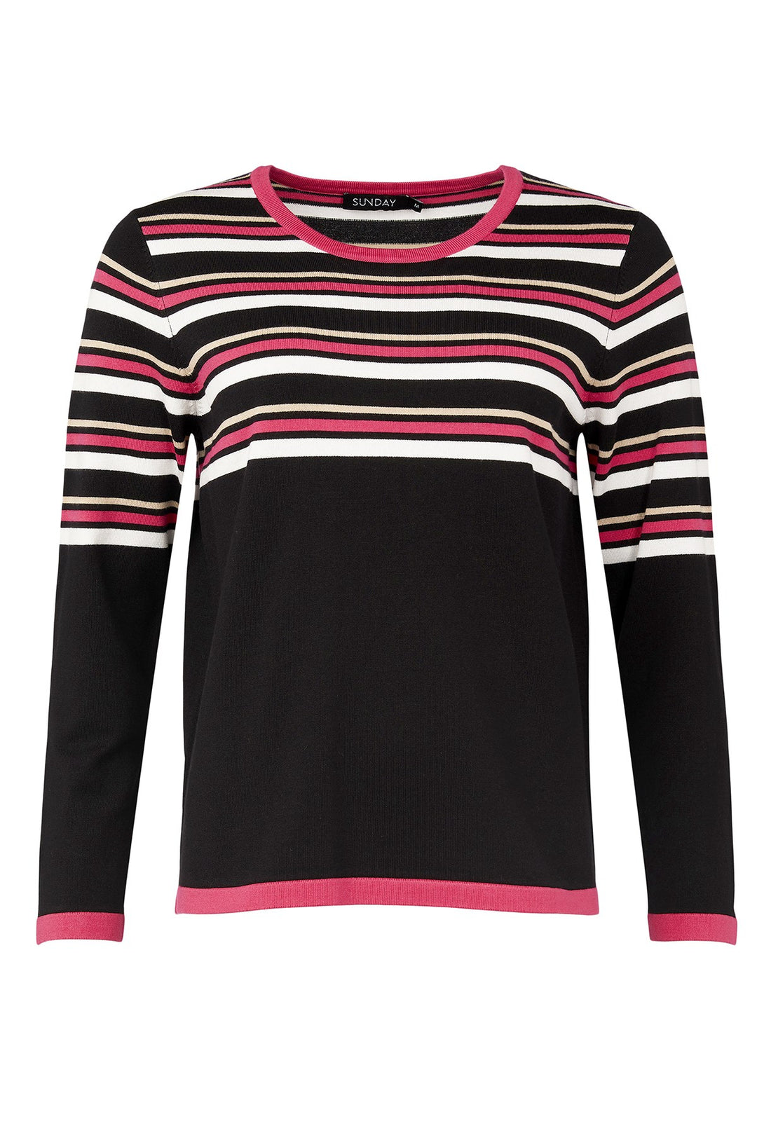 Sunday Pullover Pink Black and White 6576 Col 55 Front | Dotique