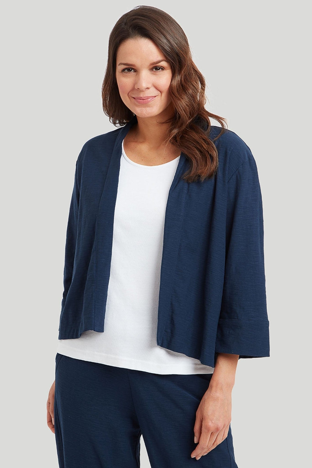 Adini 411230SS024 Sula Soft Navy Organic Solid Slub Jacket - Dotique