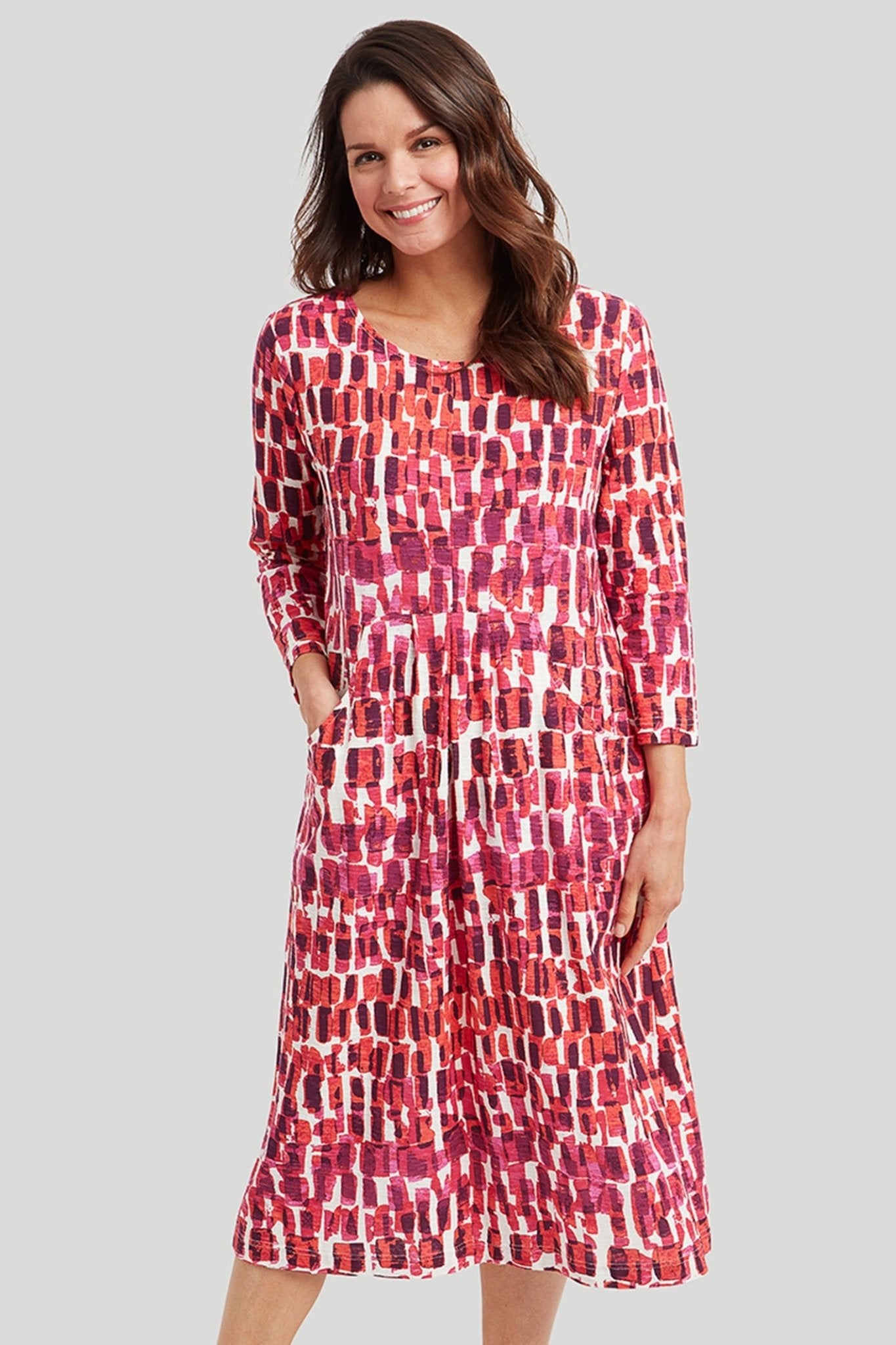 Adini 415034RS530 Ryley Pink Mix Petra Print Dress - Dotique