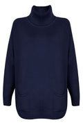 Amazing Woman Anna 115 Dark Navy Roll Neck Jumper With Pockets - Dotique - Amazing Woman