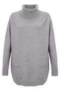 Amazing Woman Anna Silver Marl Roll Neck Jumper With Pockets - Dotique - Amazing Woman