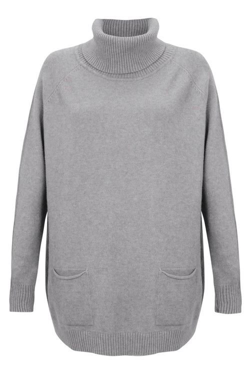 Amazing Woman Anna Silver Marl Roll Neck Jumper With Pockets - Dotique - Amazing Woman