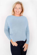 Amazing Woman Jodie 829 Pale Blue Fine Knit Jumper With Pockets - Dotique - Amazing Woman