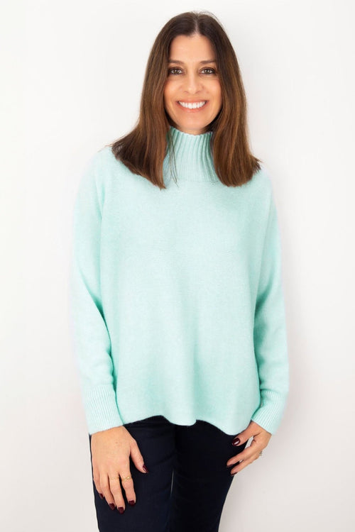 Amazing Woman Jolie 16290 Seafoam Boxy High Neck Jumper - Dotique - Amazing Woman