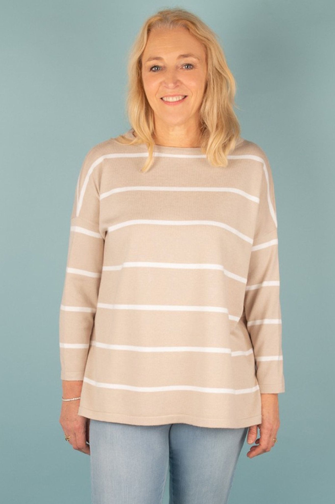 Amazing Woman Storm Beige Marl Cream Round Neck Jumper - Dotique - Amazing Woman
