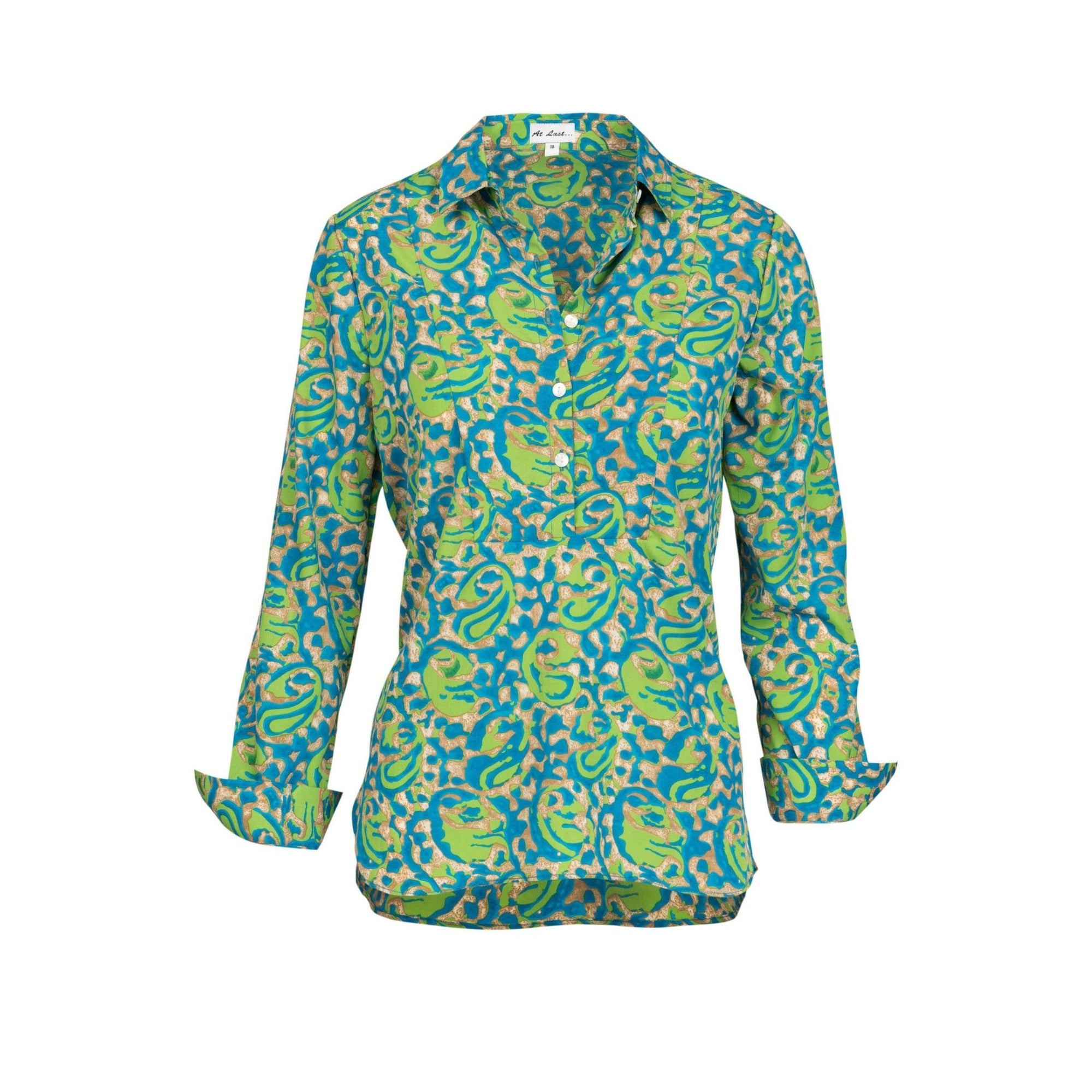 At Last London Turquoise and Lime Soho Shirt - Dotique - At Last