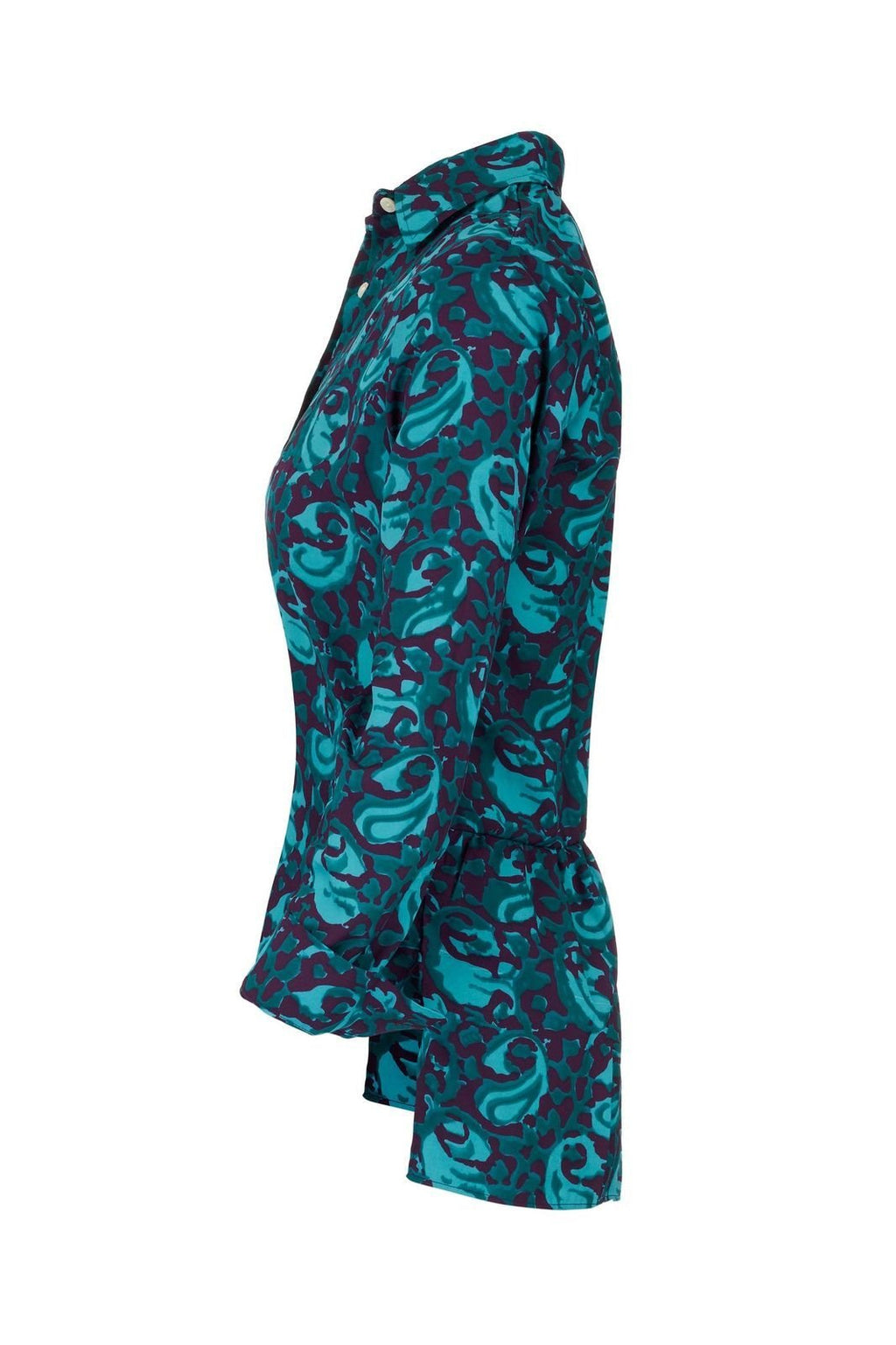 At Last Soho Shirt in Teal & Purple Swirl Side | Dotique