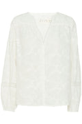 Atelier Reve 20120816 IRMONE Snow White Open Neck Blouse - Dotique Chesterfield