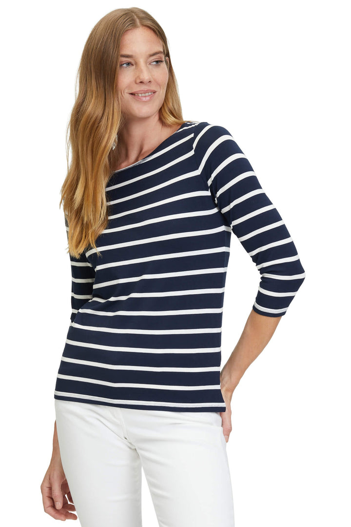 Betty Barclay 2848 2112 8813 Navy Cream Striped Breton Style Top - Dotique Chesterfield