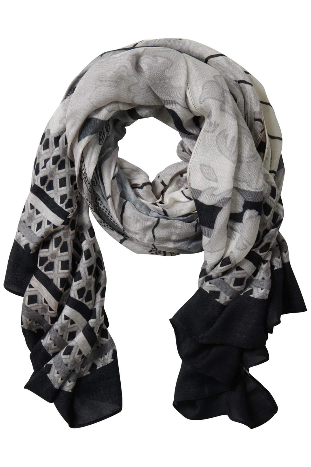 Betty Barclay 3379 2276 7898 Beige Black Print Scarf - Dotique Chesterfield