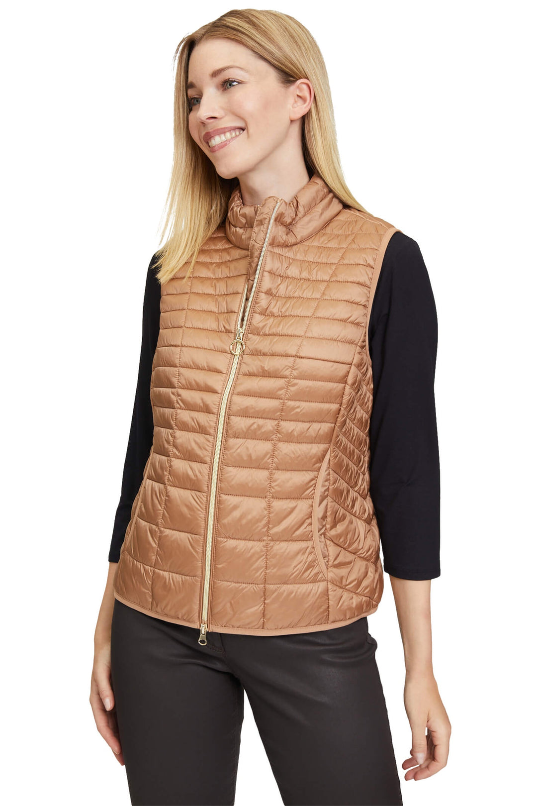 Betty Barclay 7195 1902 7030 Golden Camel Padded Gilet - Dotique Chesterfield