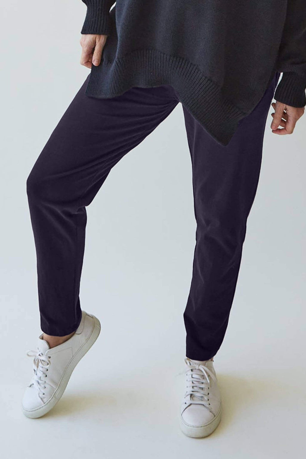 Chalk Brooke Smokey Charcoal Slim Fit Organic Jersey Trousers - Dotique Chesterfield