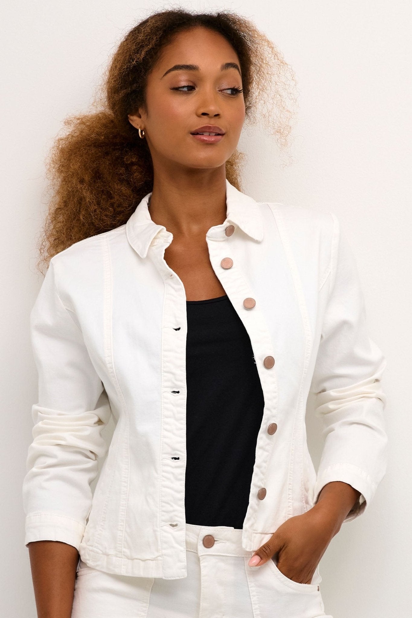 Cream 10612274 CRAnn Snow White Twill Jean Style Jacket - Dotique Chesterfield