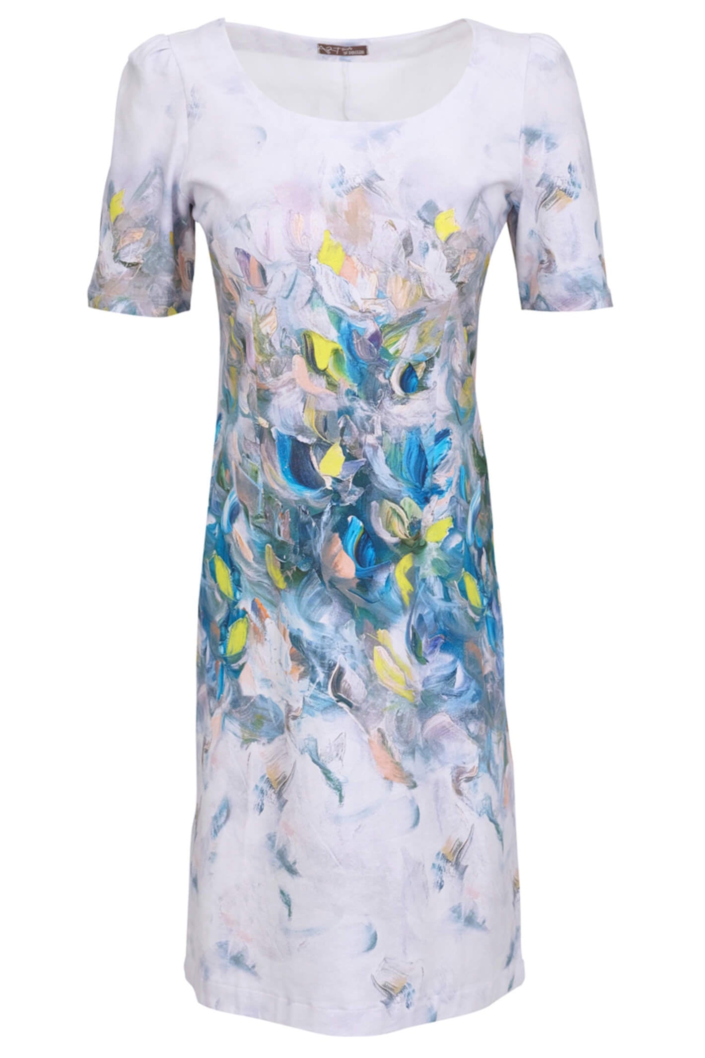 Dolcezza 23716 Blue Brushstroke Print Dress - Dotique