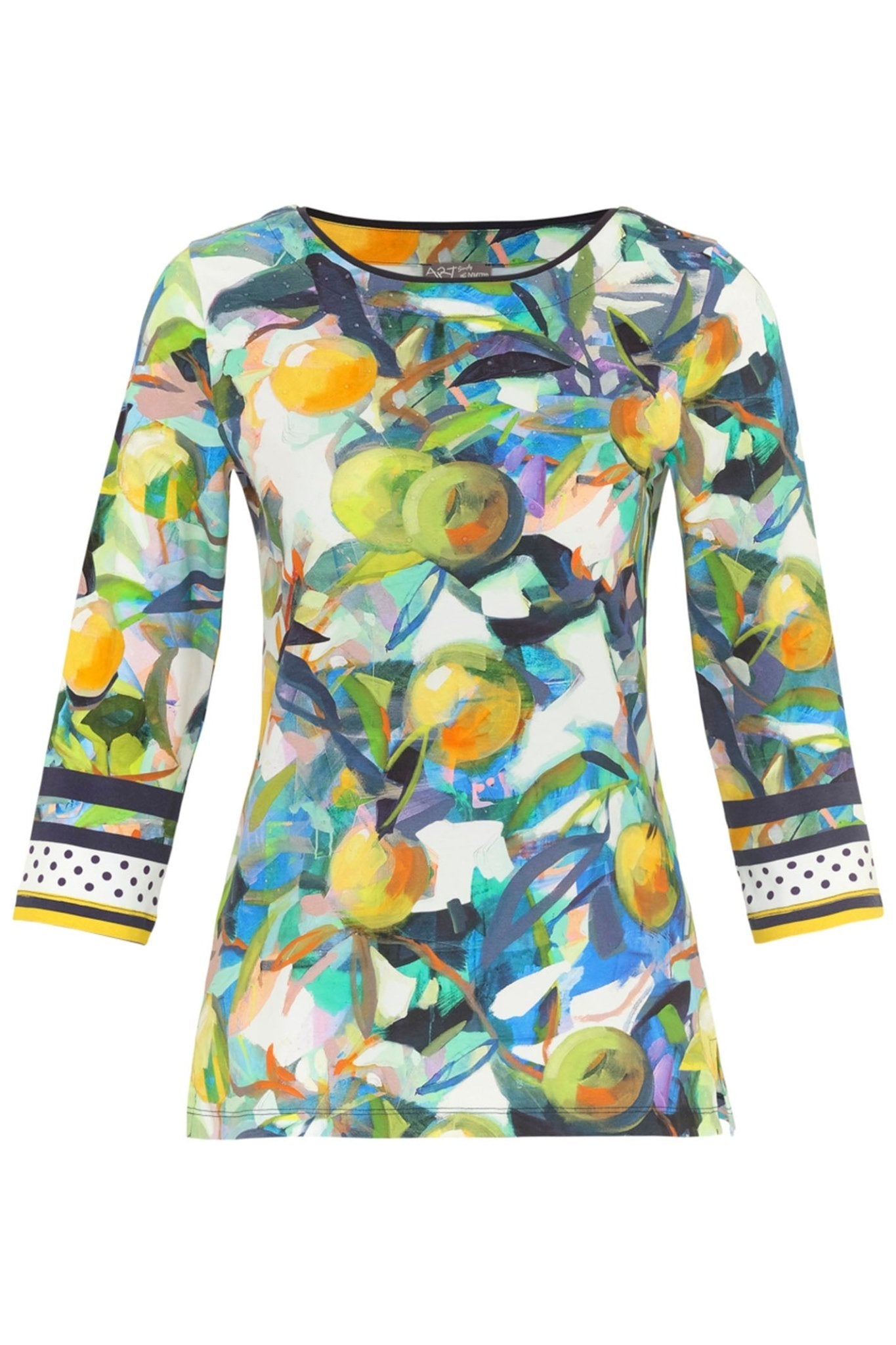 Dolcezza 24641 Orangerie 4 Navy Green Print Top - Dotique Chesterfield