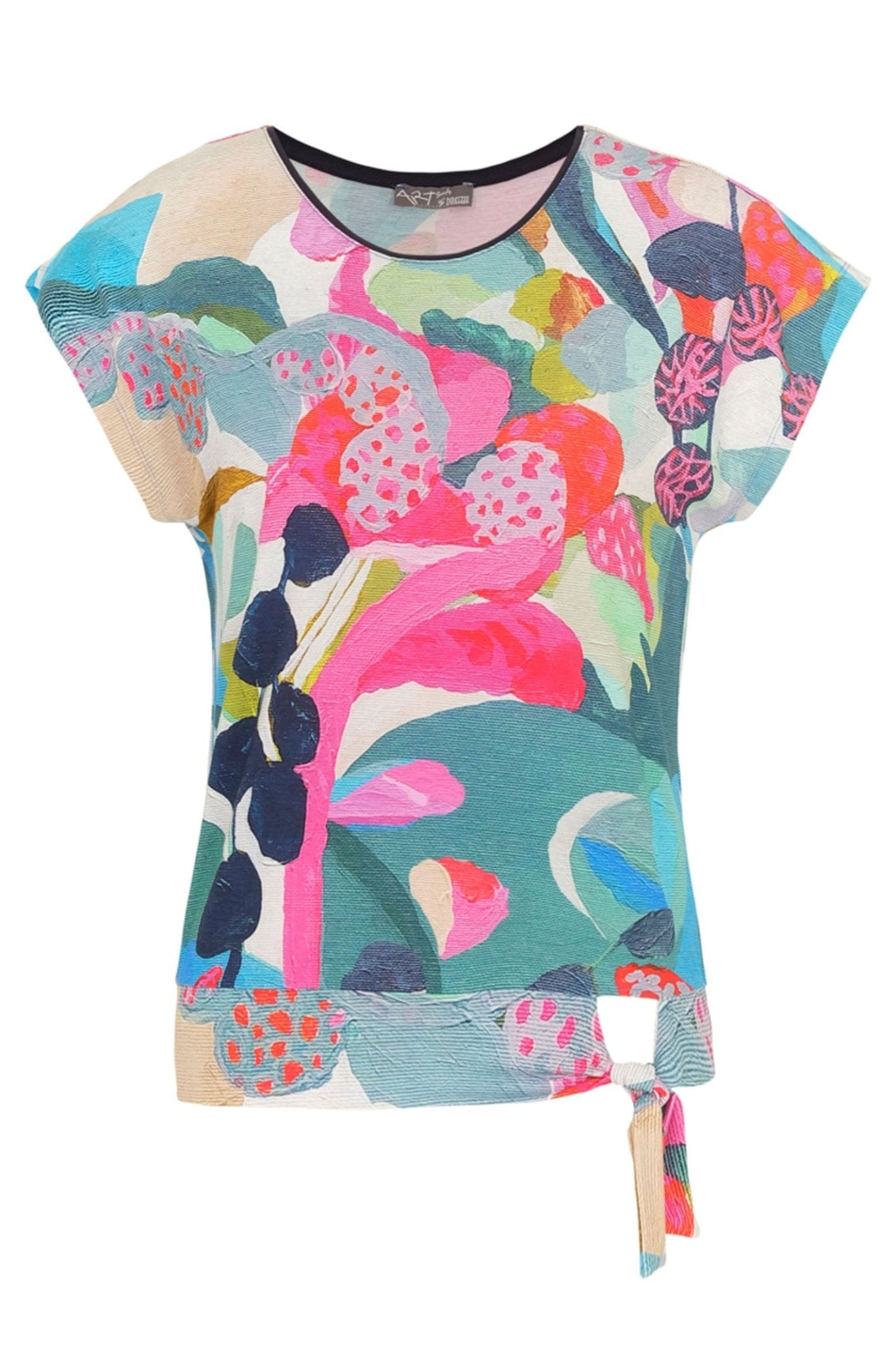 Dolcezza 24670 Rumba Pink Print Tie Waist Top - Dotique Chesterfield