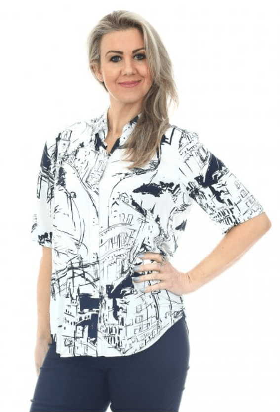 Erfo 651101600 Navy and White Blouse | Dotique'