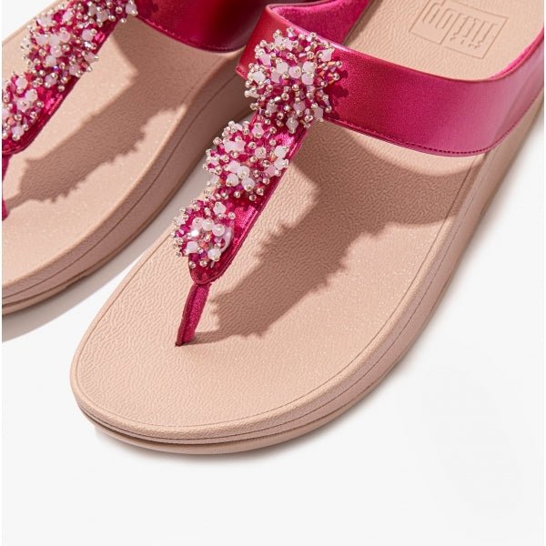 FitFlop FINO Ladies Toe-Post Sandals Fuchsia Rose  Dotique close up