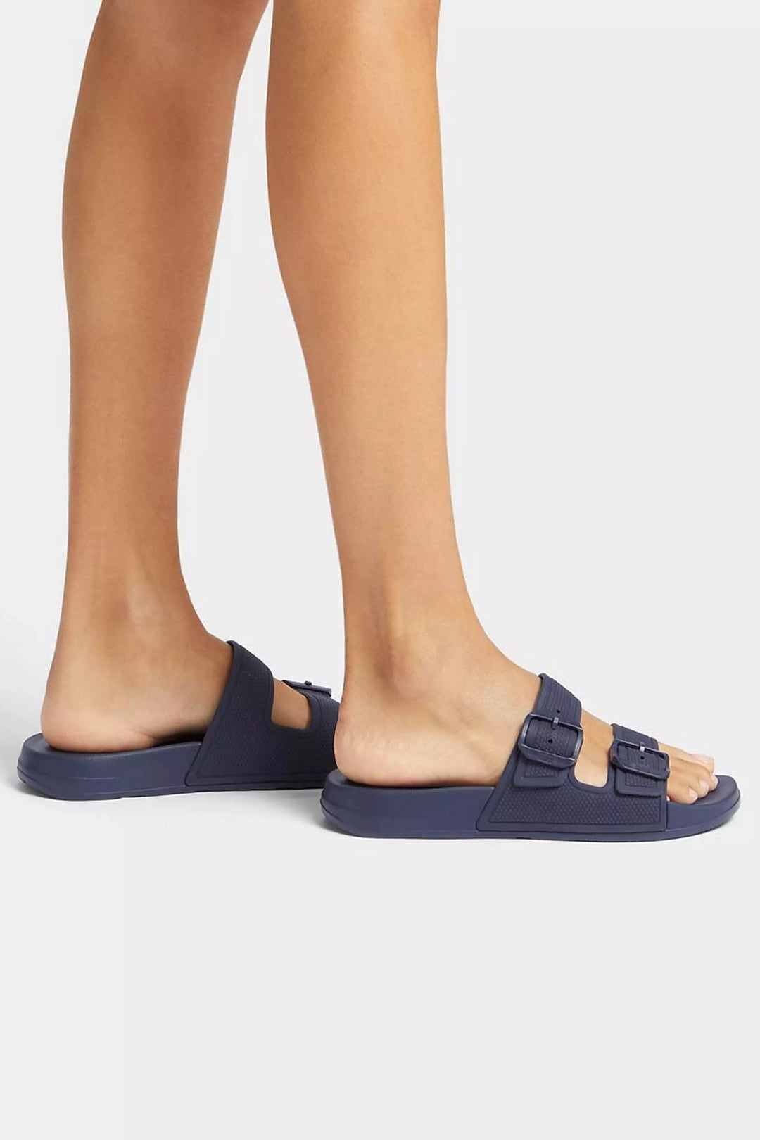 Fitflop Iqushion Midnight Navy Two Bar Buckle Slider - Dotique
