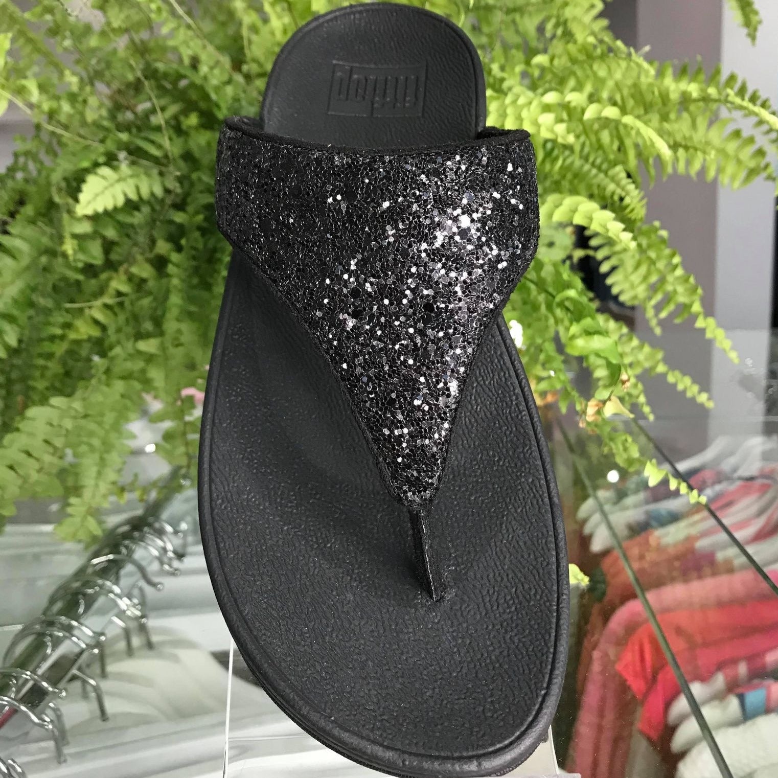 FitFlop Lulu Glitter Toe - Thongs Black Glitter | Dotique - Dotique - Fitflop