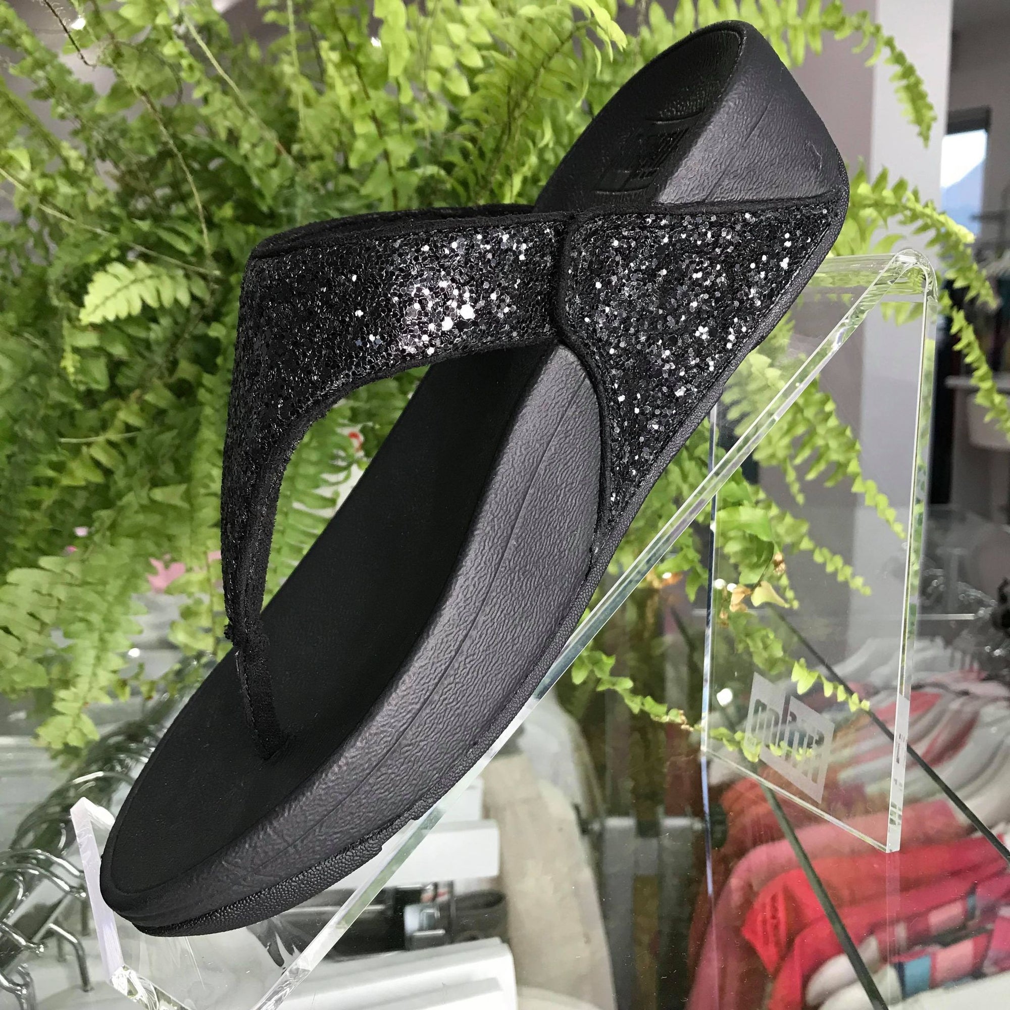 FitFlop Lulu Glitter Toe - Thongs Black Glitter | Dotique - Dotique - Fitflop