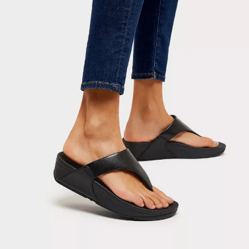 FitFlop Lulu Leather Toepost Black | Dotique - Dotique - Fitflop