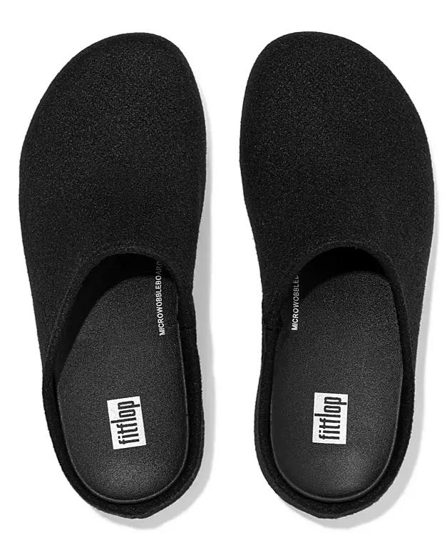 Fitflop Shuv Felt Clogs - Black - Dotique - Fitflop
