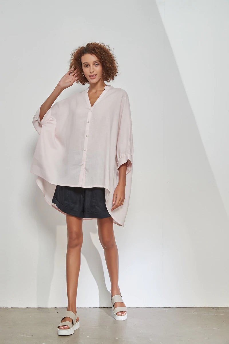 Foil 2668 Pink Oversized Standing Collar Shirt - Dotique - Foil