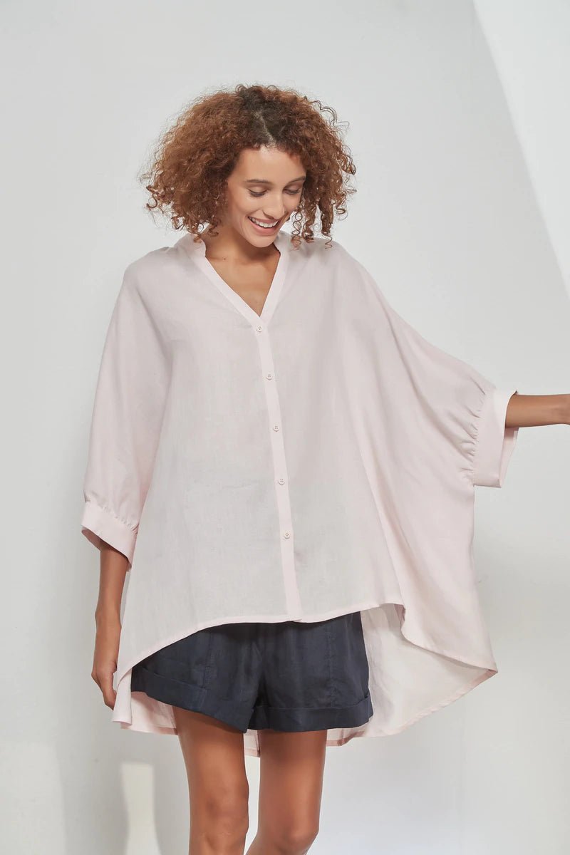 Foil 2668 Pink Oversized Standing Collar Shirt - Dotique - Foil