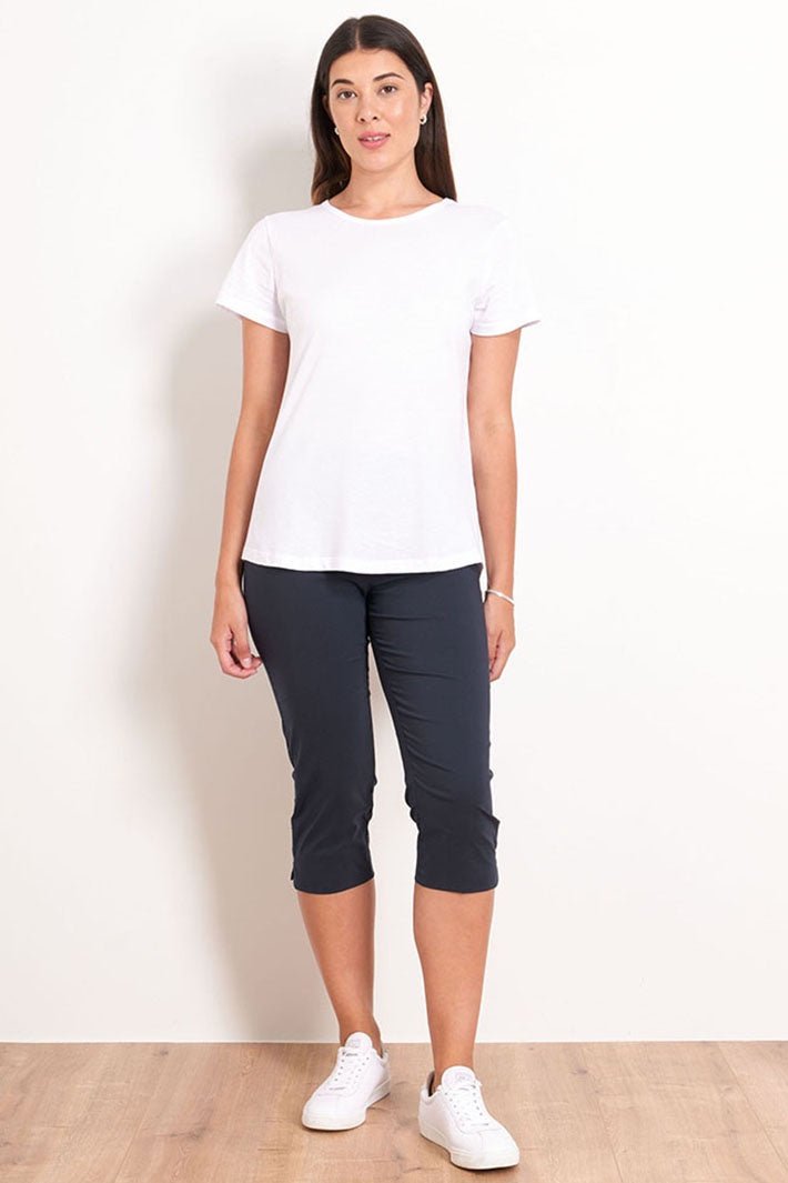 Foil 6971 Trapeze Navy Cropped Trousers - Dotique