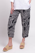 Foil 7481 A - mazing Black White Print Up & Away Linen Trousers - Dotique - Foil