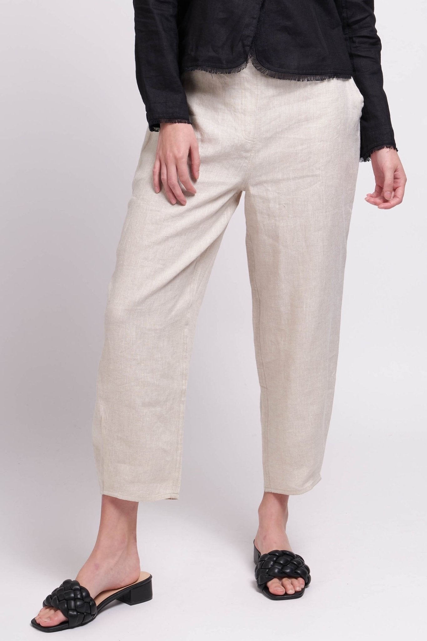 Foil 7481 Oatmeal Beige Up & Away Linen Trousers - Dotique - Foil