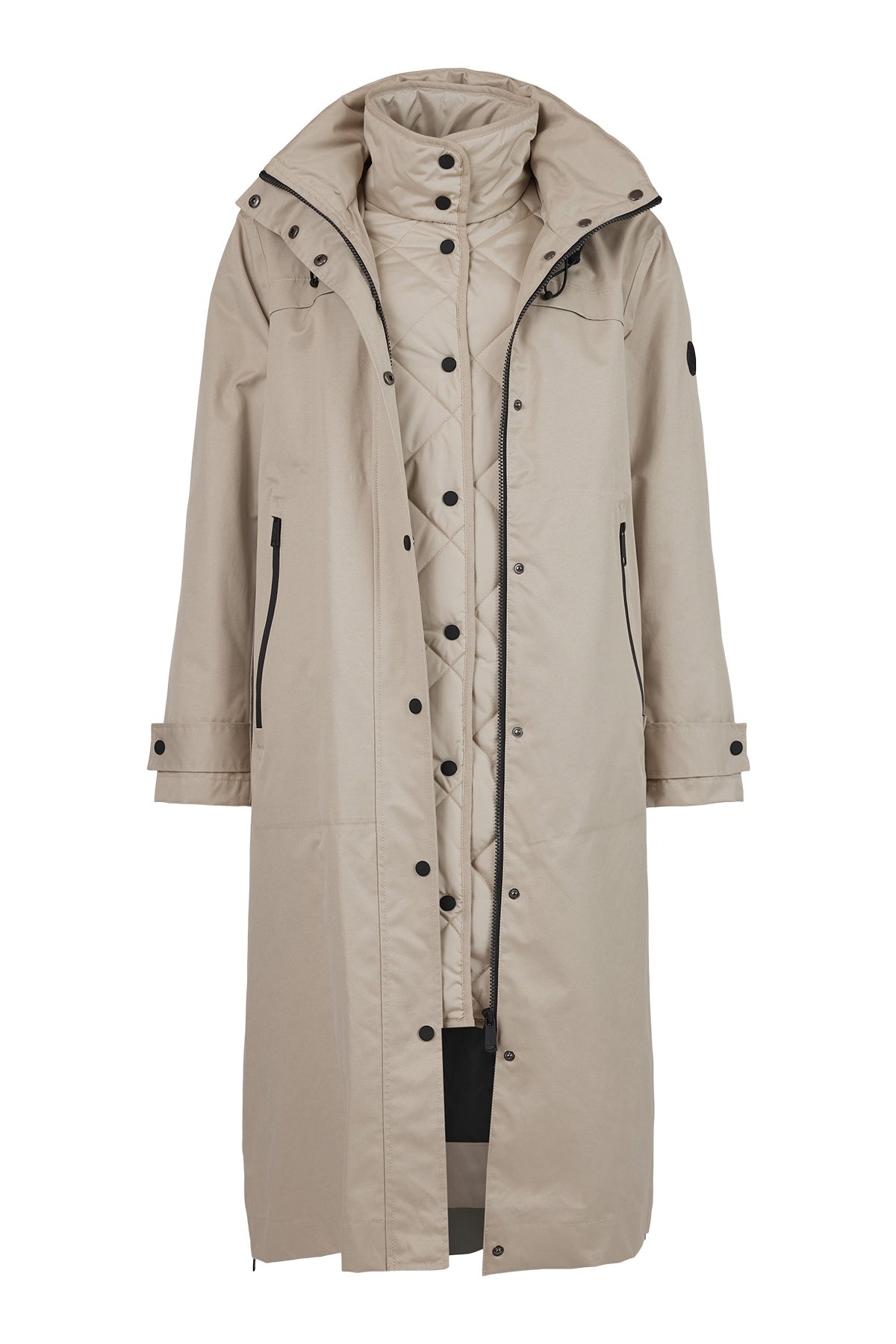 Frandsen 00760-00292-13 Beige High Neck Hooded Coat - Dotique Chesterfield