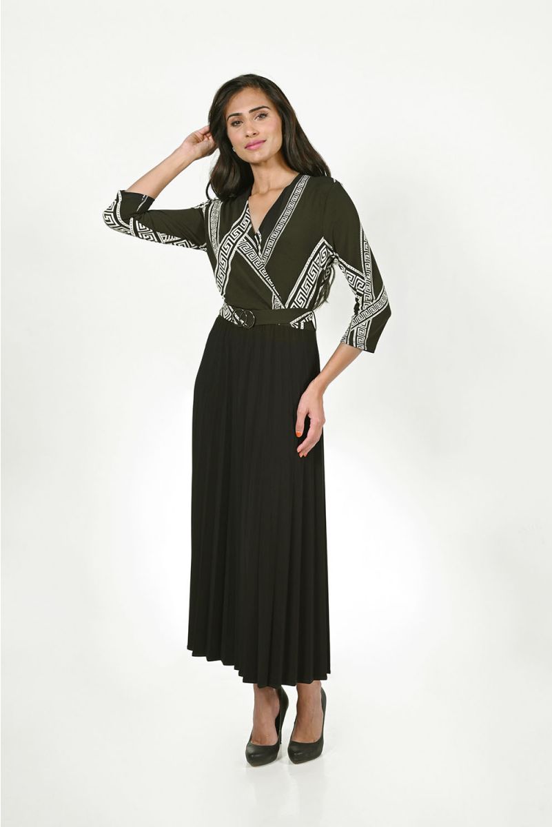 Frank Lyman 223011 Black/Beige Dress Front | Dotique