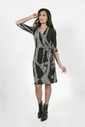 Frank Lyman 223270 Beige Black Dress Front Lifestyle | Dotique