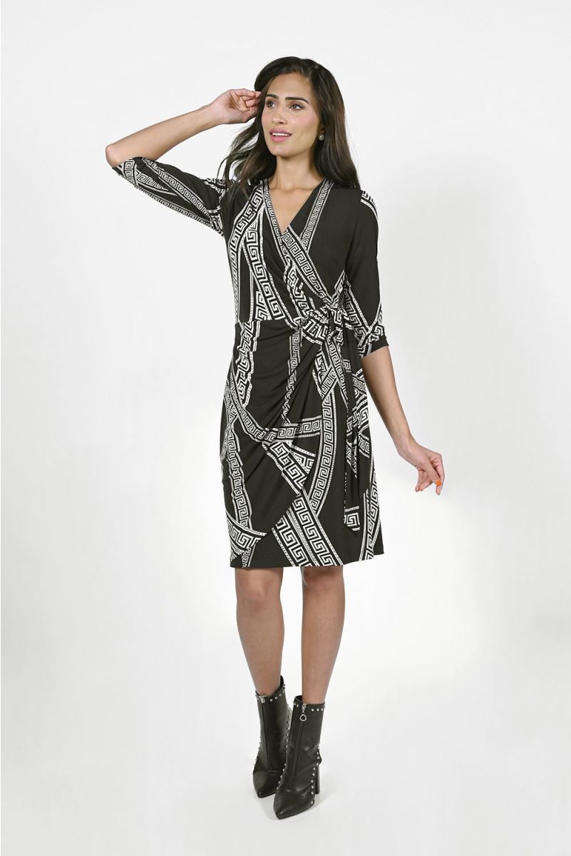 Frank Lyman 223270 Beige Black Dress Front Lifestyle | Dotique