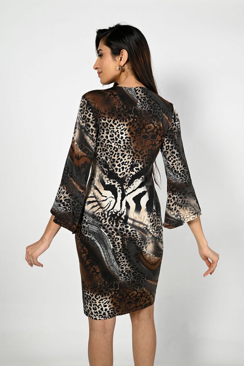 Frank Lyman 223277 Brown/Beige Dress Back | Dotique
