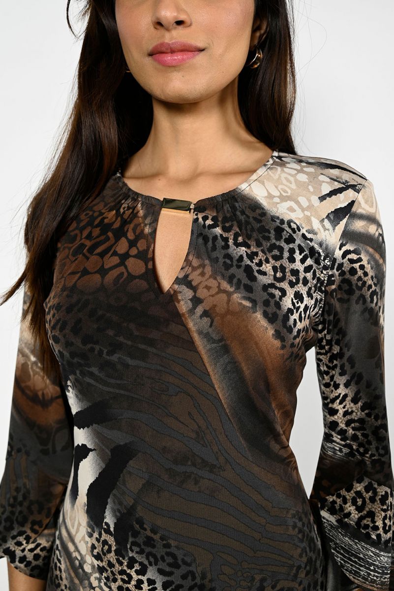 Frank Lyman 223277 Brown/Beige Dress Detail | Dotique