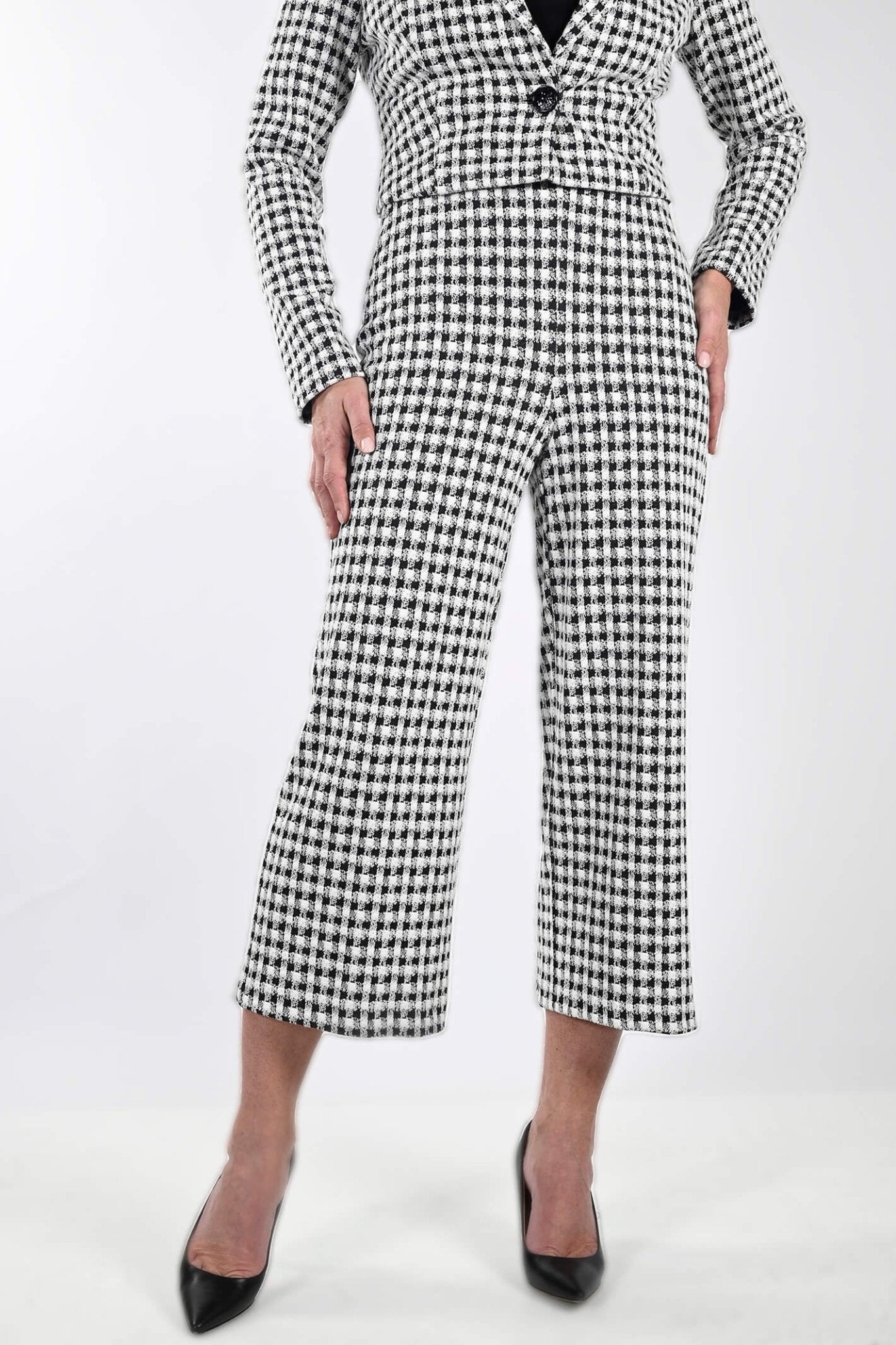 Frank Lyman 233278 Black White Dog Tooth Print Trouser - Dotique - Frank Lyman