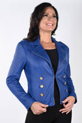 Frank Lyman 233909U Royal Blue Pleather Biker Style Jacket - Dotique