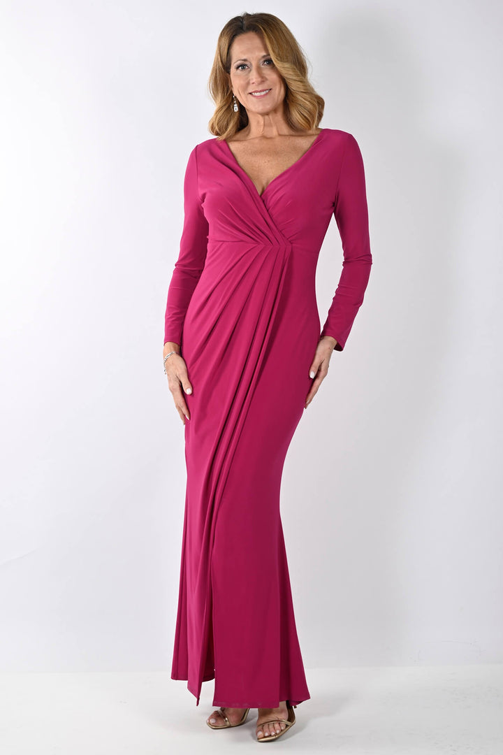 Frank Lyman 239019 Fuchsia Pink Long Evening Dress - Dotique