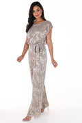 Frank Lyman 248180 Beige Gold Jumpsuit - Dotique Chesterfield