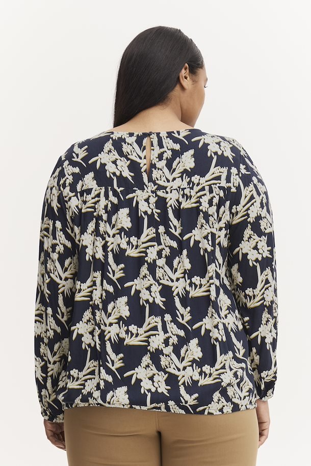 Fransa Plus FPMEO Navy Patterned Blouse Back